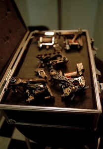Set of tattoo guns in case